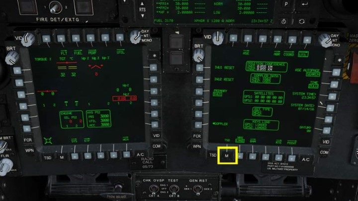 Press M to enter the main menu - DCS AH-64D Apache: Cold Start - flight preparation - Flight and Navigation - DCS AH-64 Apache Guide