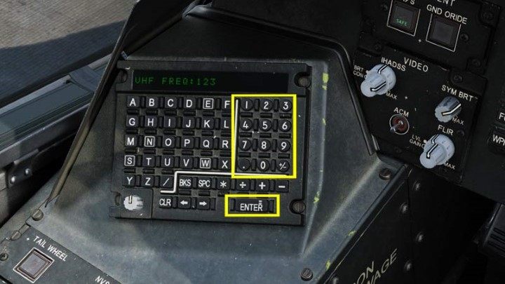 The keyboard on the left side of the cockpit is for entering the frequency - DCS AH-64D Apache: Cold Start - flight preparation - Flight and Navigation - DCS AH-64 Apache Guide