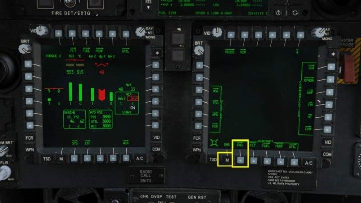 On the second monitor, you should also turn on the engine control screen - DCS AH-64D Apache: Cold Start - flight preparation - Flight and Navigation - DCS AH-64 Apache Guide