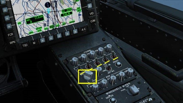 Adjust the volume of the radio with the PRIMARY knob and move the SQL switches up - DCS AH-64D Apache: Cold Start - flight preparation - Flight and Navigation - DCS AH-64 Apache Guide