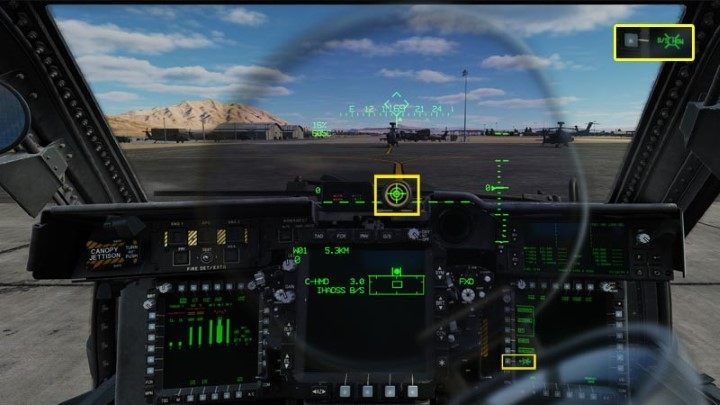 Turn on the helmet sight with the "I" key - DCS AH-64D Apache: Cold Start - flight preparation - Flight and Navigation - DCS AH-64 Apache Guide