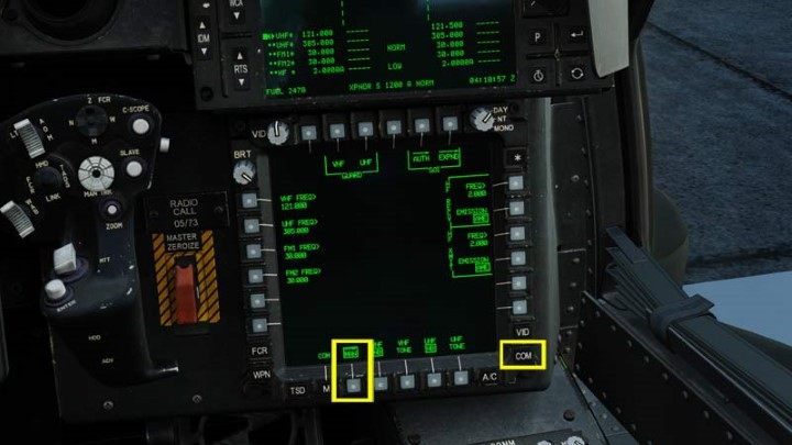 Prepare the radio frequencies on the COM screen and the MAN function just like on the pilot's seat - DCS AH-64D Apache: Cold Start - flight preparation - Flight and Navigation - DCS AH-64 Apache Guide