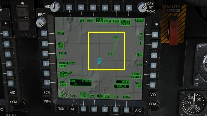 If any waypoints have been created in the mission editor (or in the cockpit), they will be visible on the TSD map as W01, W02, W03, etc - DCS AH-64D Apache: Basic GPS Navigation and map points - Flight and Navigation - DCS AH-64 Apache Guide