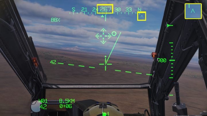 Navigation indications can be seen on the IHADSS in modes: Transition and Cruise - DCS AH-64D Apache: Basic GPS Navigation and map points - Flight and Navigation - DCS AH-64 Apache Guide