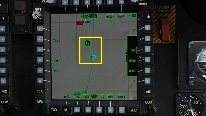 A line will appear on the TSD screen connecting the helicopter symbol (Own Ship) to the selected point - DCS AH-64D Apache: Basic GPS Navigation and map points - Flight and Navigation - DCS AH-64 Apache Guide