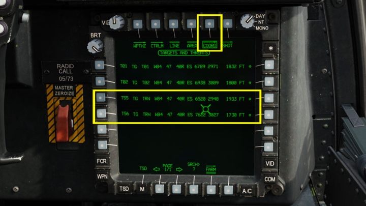 The COORD function allows you to view a list of created points - DCS AH-64D Apache: Basic GPS Navigation and map points - Flight and Navigation - DCS AH-64 Apache Guide