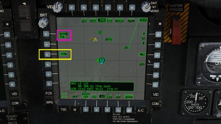 The selected point is shown next to the L1 button - DCS AH-64D Apache: Basic GPS Navigation and map points - Flight and Navigation - DCS AH-64 Apache Guide
