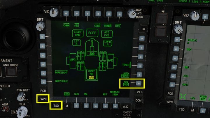 On the WPN or TSD page, select ACQ - DCS AH-64D Apache: Sight Source and Acquisition Source - Systems and Sensors - DCS AH-64 Apache Guide