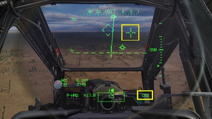 The acquisition source is visible for the pilot as a cross with the dotted lines on the IHADSS - DCS AH-64D Apache: Sight Source and Acquisition Source - Systems and Sensors - DCS AH-64 Apache Guide