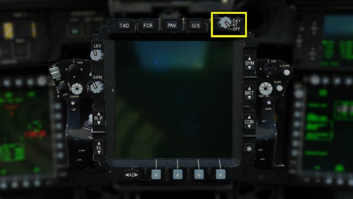 Turn the screen switch to the DAY (day) or NT (night) position - TADS - Target Acquisition and Designation Sight - Systems and Sensors - DCS AH-64 Apache Guide