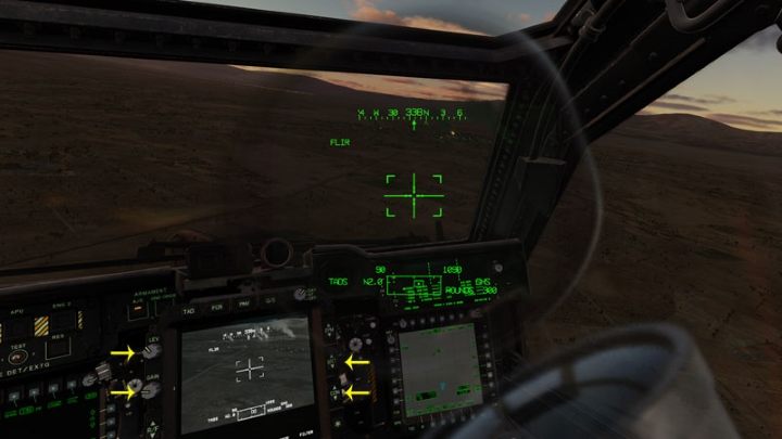 You can also try to calibrate the image by using the BRT, CON, LEV, GAIN knobs and buttons to remove the camera view from IHADSS, leaving all other information - TADS - Target Acquisition and Designation Sight - Systems and Sensors - DCS AH-64 Apache Guide