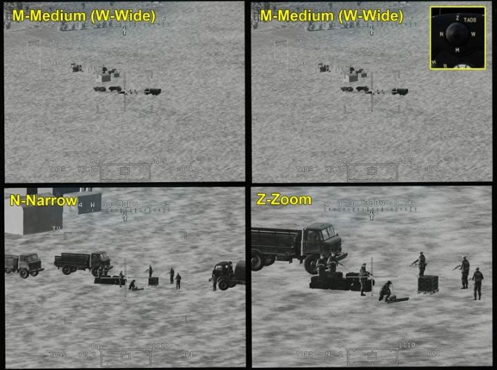 The DayTV camera doesn't have the Wide option, but it does offer a much greater zoom - TADS - Target Acquisition and Designation Sight - Systems and Sensors - DCS AH-64 Apache Guide