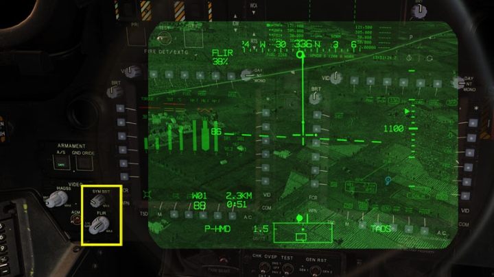 Press the NVS SELECT SWITCH - TADS button on the collective lever - TADS - Target Acquisition and Designation Sight - Systems and Sensors - DCS AH-64 Apache Guide