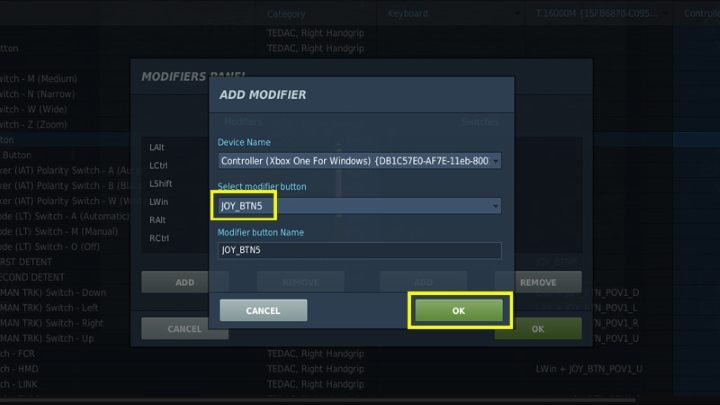 Press the button on the controller that is going to be binded as the modifier and click OK - TADS - Target Acquisition and Designation Sight - Systems and Sensors - DCS AH-64 Apache Guide