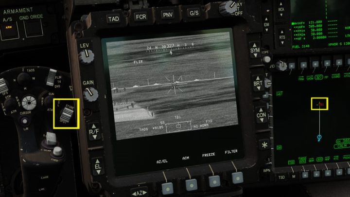 Aim the TADS LOS reticle at the target area - at this moment it does not have to be precisely on the target - DCS AH-64D Apache: AGM-114K Hellfire II Missile - Weapons Employment - DCS AH-64 Apache Guide