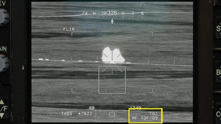 When the first missile hit the target, the TOF counter will switch to the second fired missile that is still on its way to the target - DCS AH-64D Apache: AGM-114K Hellfire II Missile - Weapons Employment - DCS AH-64 Apache Guide