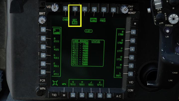 Press the SET button to select the LST code in the same way - DCS AH-64D Apache: AGM-114K Hellfire II Missile - Weapons Employment - DCS AH-64 Apache Guide