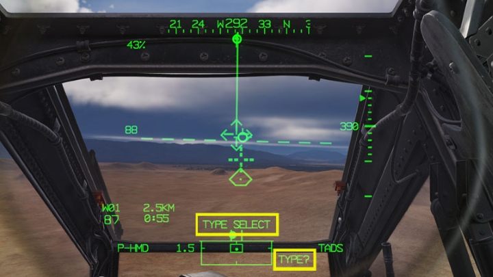 But if you forget to select with multiple rocket types onboard, the IHADSS will display TYPE SELECT / TYPE - DCS AH-64D Apache: 2.75 Unguided Rockets Hydra-70 - Weapons Employment - DCS AH-64 Apache Guide