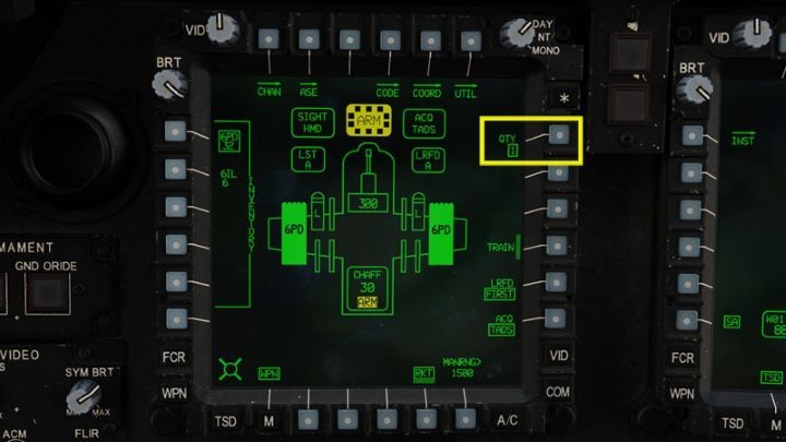 Press the QTY (Quantity) button to select the number of rockets per salvo - DCS AH-64D Apache: 2.75 Unguided Rockets Hydra-70 - Weapons Employment - DCS AH-64 Apache Guide