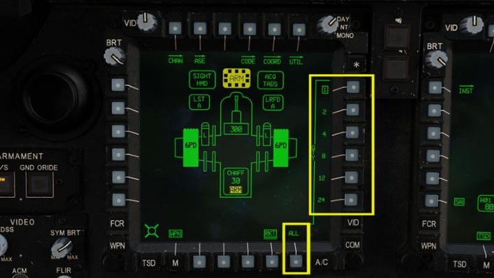 The choices are 2, 4, 8, 12, 24, and ALL - DCS AH-64D Apache: 2.75 Unguided Rockets Hydra-70 - Weapons Employment - DCS AH-64 Apache Guide