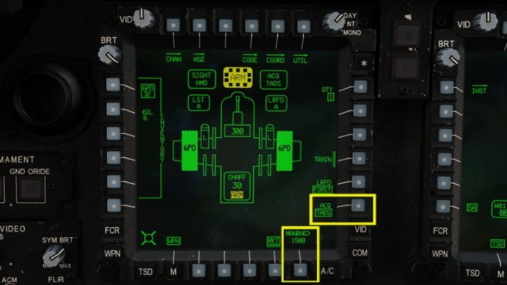 Select the acquisition source and calibrate the sight to the correct distance from which the attack will be carried out - DCS AH-64D Apache: 2.75 Unguided Rockets Hydra-70 - Weapons Employment - DCS AH-64 Apache Guide