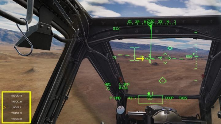 You can scroll the list of targets with the George AI Interface UP SHORT and DOWN SHORT buttons - DCS AH-64D Apache: 2.75 Unguided Rockets Hydra-70 - Weapons Employment - DCS AH-64 Apache Guide