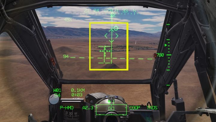 Focus on the IHADSS symbology - DCS AH-64D Apache: 2.75 Unguided Rockets Hydra-70 - Weapons Employment - DCS AH-64 Apache Guide