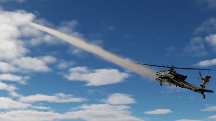 The distance and size of the area where the rockets will hit depends on the launch angle as well as the airspeed and altitude of the helicopter - DCS AH-64D Apache: 2.75 Unguided Rockets Hydra-70 - Weapons Employment - DCS AH-64 Apache Guide