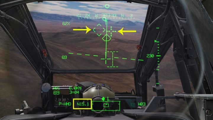 Watch the distance to the acquisition source (map point) Nxx, which in this case is the target - DCS AH-64D Apache: 2.75 Unguided Rockets Hydra-70 - Weapons Employment - DCS AH-64 Apache Guide