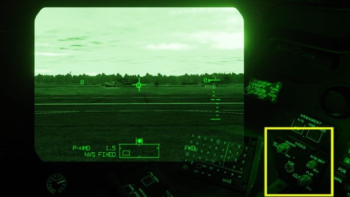 By pressing the POLARITY button on the collective, you can switch the polarity from BLACK HOT to WHITE HOT - DCS AH-64D Apache: PNVS - Pilot Night Vision System - how to use night vision? - Systems and Sensors - DCS AH-64 Apache Guide