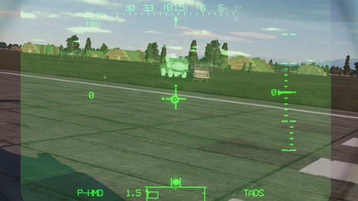 Remember that through the PNVS you see the perspective from the camera mounted on the helicopter's nose, and not directly from the pilot's eyes, so the object's precise location can slightly differ - DCS AH-64D Apache: PNVS - Pilot Night Vision System - how to use night vision? - Systems and Sensors - DCS AH-64 Apache Guide