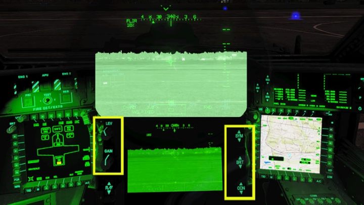You can adjust the image using the knobs and switches on the TADS screen - DCS AH-64D Apache: PNVS - Pilot Night Vision System - how to use night vision? - Systems and Sensors - DCS AH-64 Apache Guide