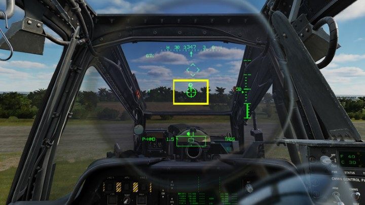 By pressing Symbology Select Down once or twice, depending on the previous mode, you activate the Bob-Up mode, which makes it easier to keep hovering - DCS AH-64D Apache: How to fly helicopter? - Basics - DCS AH-64 Apache Guide