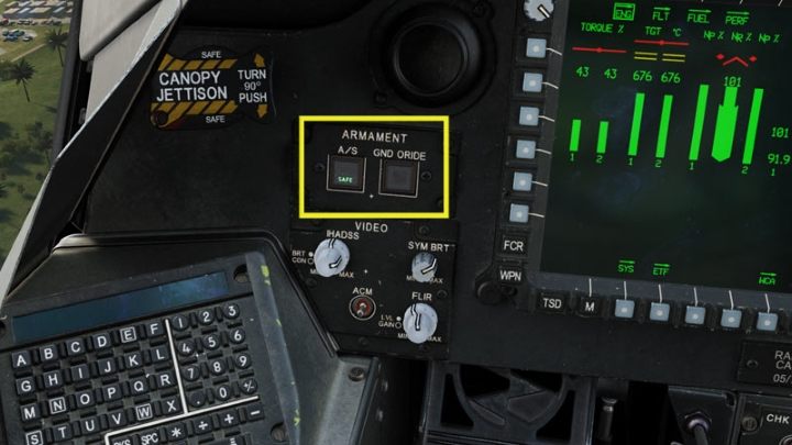 Armament A / S to SAFE , GND ORIDE to OFF - DCS AH-64D Apache: Landing - Flight and Navigation - DCS AH-64 Apache Guide