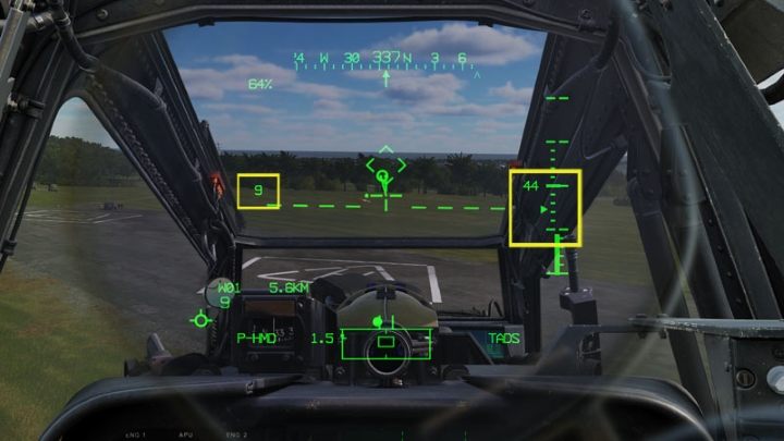 If the landing site is clear from obstacles, you can keep the flight path vector above the landing spot all the time - DCS AH-64D Apache: Landing - Flight and Navigation - DCS AH-64 Apache Guide