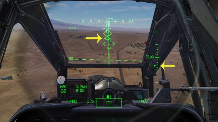 Steer the helicopter to put the flight path vector slightly above the chosen touchdown point on the runway - DCS AH-64D Apache: Landing - Flight and Navigation - DCS AH-64 Apache Guide