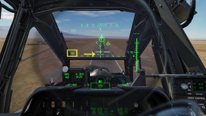Just before you reach the runway, start decelerating by pulling the cyclic and lifting the LOS Reticle above the horizon line - DCS AH-64D Apache: Landing - Flight and Navigation - DCS AH-64 Apache Guide