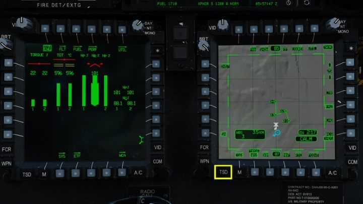 Press the TSD hotkey to switch on the map screen - DCS AH-64D Apache: TSD - Tactical Situation Display - Systems and Sensors - DCS AH-64 Apache Guide