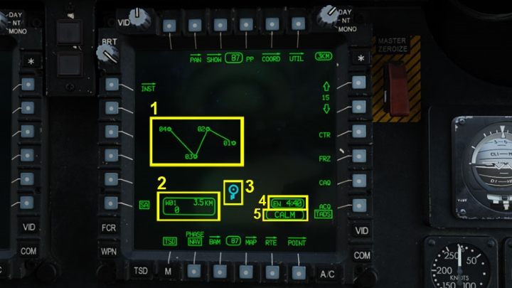 The default TSD screen shows various data - DCS AH-64D Apache: TSD - Tactical Situation Display - Systems and Sensors - DCS AH-64 Apache Guide