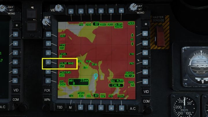 COLOR BAND - Digital Terrain map can show colored areas depending on terrain elevation - DCS AH-64D Apache: TSD - Tactical Situation Display - Systems and Sensors - DCS AH-64 Apache Guide
