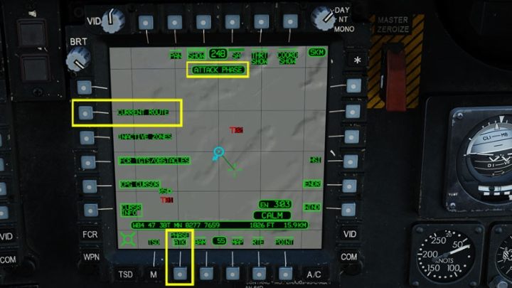 With the ATK (attack phase) mode on, the COORD SHOW options change - DCS AH-64D Apache: TSD - Tactical Situation Display - Systems and Sensors - DCS AH-64 Apache Guide