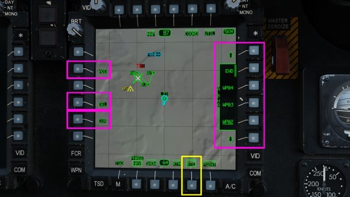 Press the RTE button to display route options - DCS AH-64D Apache: TSD - Tactical Situation Display - Systems and Sensors - DCS AH-64 Apache Guide