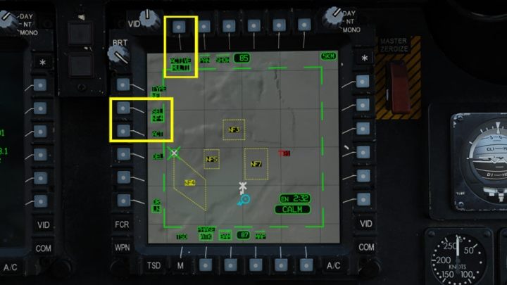 The ACT option allows you to activate the selected zone in the SEL section - DCS AH-64D Apache: TSD - Tactical Situation Display - Systems and Sensors - DCS AH-64 Apache Guide
