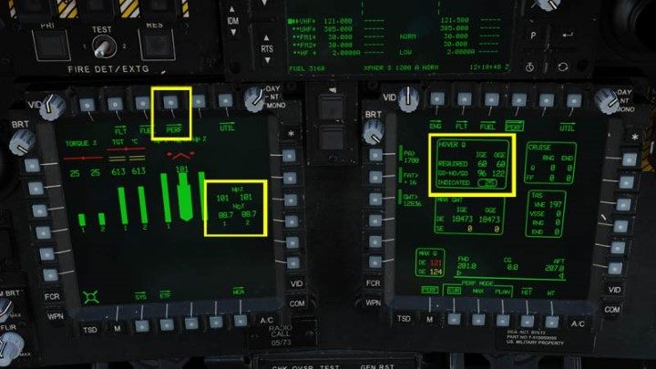 ENG page -> PERF - check required Torque for ING and OGE hover - DCS AH-64D Apache: Taxi and Take Off - Flight and Navigation - DCS AH-64 Apache Guide