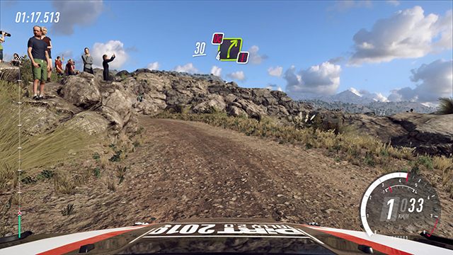 The left turn disappears behind a terrain obstacle and the co-driver is already communicating a turn to the right - rally driving requires you to think ahead. - Driving basics, tips and controls in DiRT Rally 2.0 - Basics - DiRT Rally 2.0 Guide