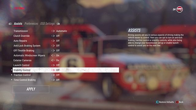 While using the steering wheel, you should turn off most of the assists immediately - Driving basics, tips and controls in DiRT Rally 2.0 - Basics - DiRT Rally 2.0 Guide