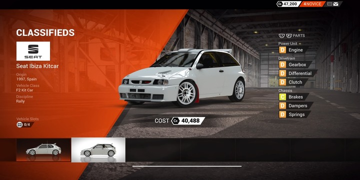 Seat Ibiza Kitcar is a good choice in the next class (available via classifieds) - Whats the best way to begin the career mode? | TIPS - Tips - DiRT 4 Game Guide