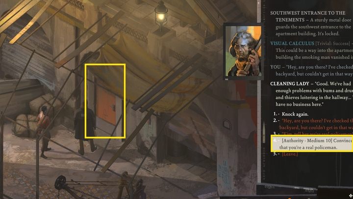 An alternative entrance is located at the coast - the red door - Disco Elysium: Interview the Sunday friend - walkthrough - Body identification - Disco Elysium Guide