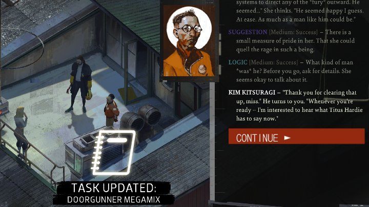 Interact with the tape in the inventory and listen to the recording, then go talk to Klaasje - Disco Elysium: Doorgunner Megamix - walkthrough - Motive - Disco Elysium Guide
