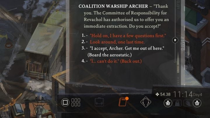 If you told about the phenomena and described them (external, gradient), then you can confirm the desire to evacuate on board the airship (screenshot above) - Disco Elysium: Take on La Responsabilite - walkthrough - Political tasks - Disco Elysium Guide